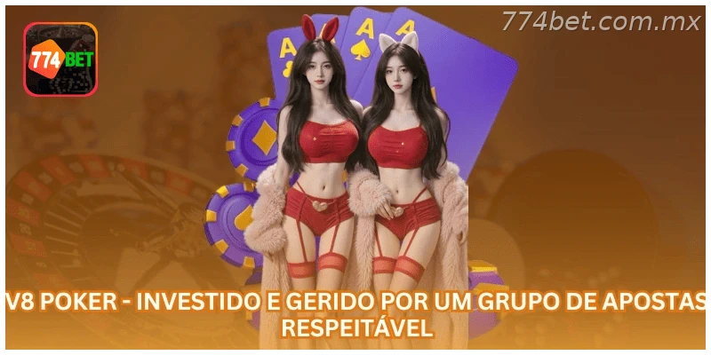 V8 Poker na 774BET: tela 1 com regras, saldo em R$ e navegação oficial